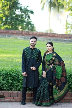Buy Exclusive Couple Set Saree with Panjabi at Best Price in Bangladesh |  Othoba.com
