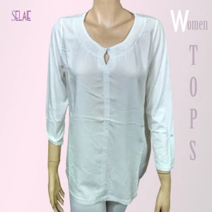 EkShop  Cotton Viscose Women Short Sleeve Comfortable Tunics Blouse Shirt  Tops white Women tops White color Cotton Viscose PRODUCT CODE T22
